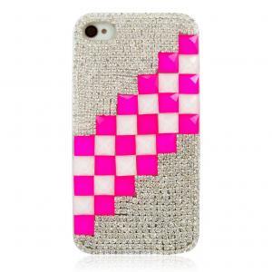 Pink And White Cubes With Rhinestone Enamel Case..