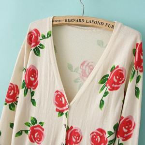 Lightweight Cardigan In Rose Floral Print